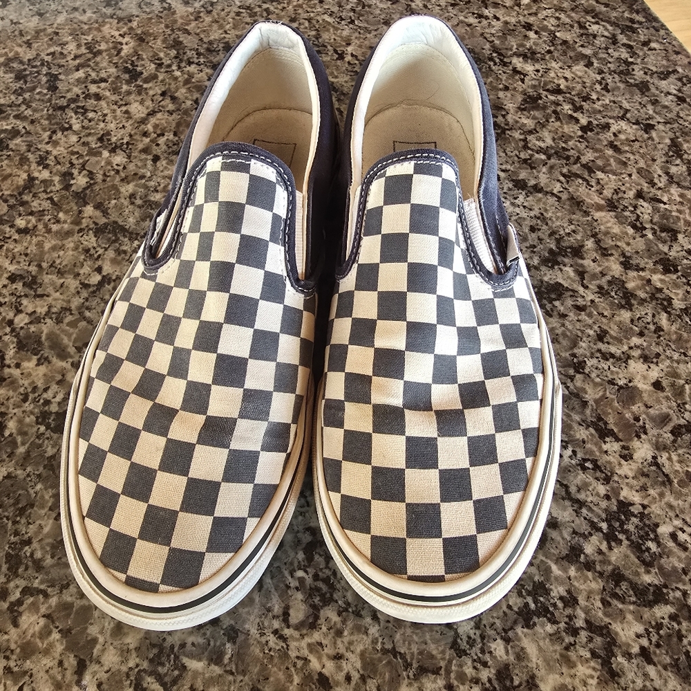 Vans Classic Navy Checkerboard Slip-on's